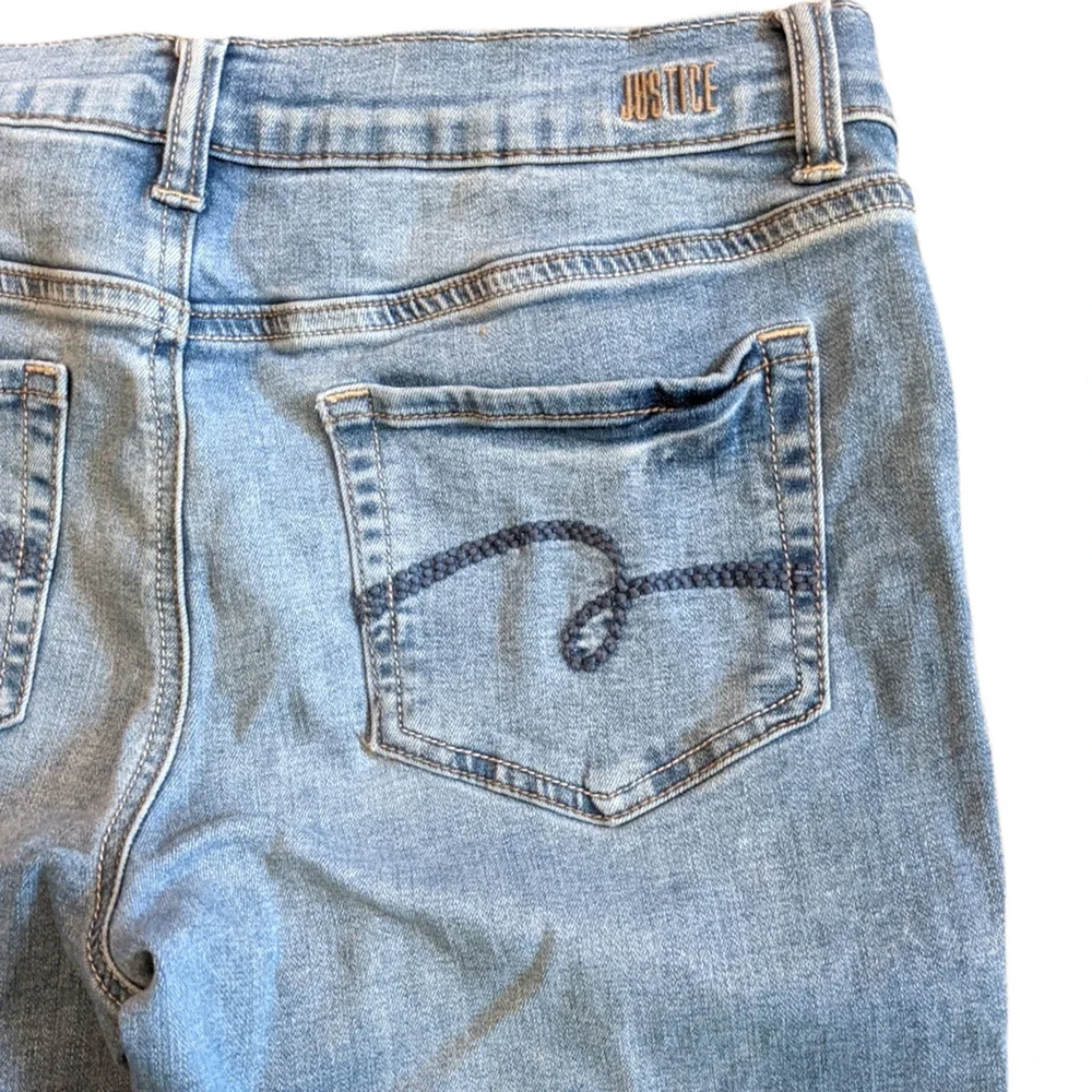 JUSTICE 14 PLUS Distressed Stretchy Mid-Rise Denim Jeggings Jeans
